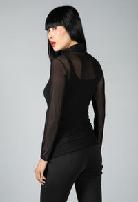 Polo Neck Mesh Top