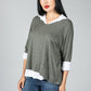 V neck Jumper With Shirt Detail in Moss Green