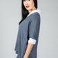 V neck Jumper With Shirt Detail in Blue