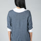 V neck Jumper With Shirt Detail in Blue