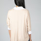 V neck Jumper With Shirt Detail in Beige