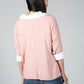 V neck Jumper With Shirt Detail in Blush