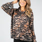 Tiger Print Lurex Cowl Knit in Brown