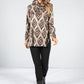 Soft Feel Diamond Print Pullover in Brown