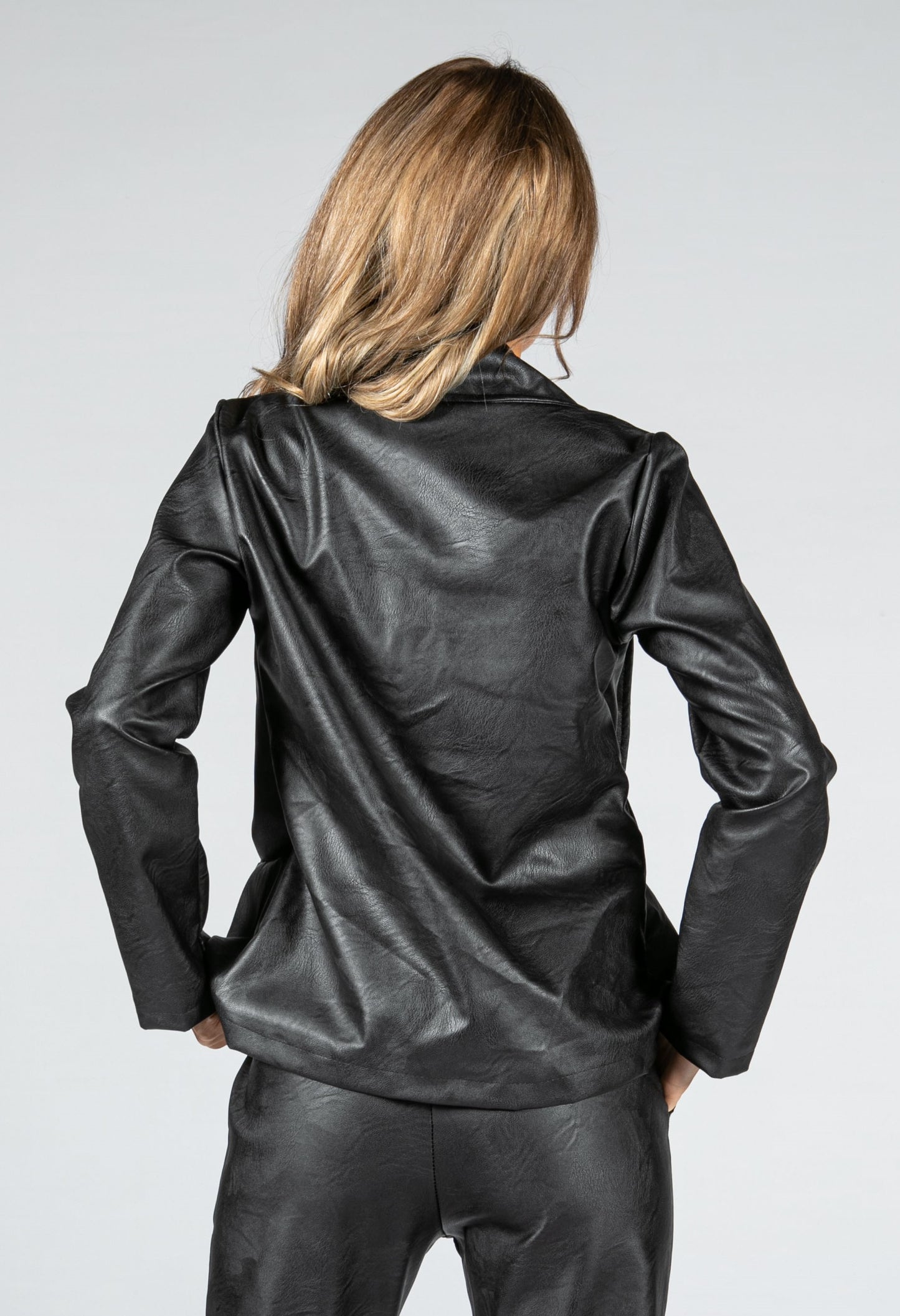 Leatherette Blazer in Black