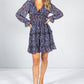 NAVY RUFFLE DRESS WITH LONG SLEEVES