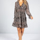 LEOPARD PRINT RUFFLE DRESS WITH LONG SLEEVES