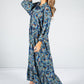 Paisley Pop Print Maxi Dress in Cobalt & Navy