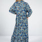 Paisley Pop Print Maxi Dress in Cobalt & Navy