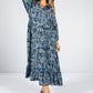 Paisley Pop Print Maxi Dress in Cobalt & Navy