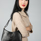 Black Shoulder Bag with Ring Detail