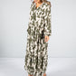 Geometric Print Tiered Maxi Dress in Olive & Oat