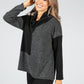 Cowl-Neck Block Knit Jumper in Black & Charcoal