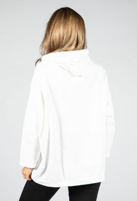 Metallic Motif Hoodie in Off White