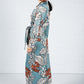 Blossom Print Silk Feel Dress in Deep Turquoise