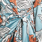 Blossom Print Silk Feel Dress in Deep Turquoise