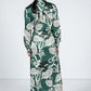 Blossom Print Silk Feel Dress in Forest Green