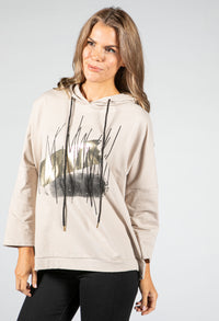 Metallic Motif Hoodie in Hazelnut