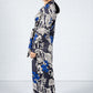 Blossom Print Silk Feel Dress in Deep Blue