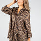 V-Neck Silk Feel Leopard Print Blouse