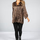 V-Neck Silk Feel Leopard Print Blouse