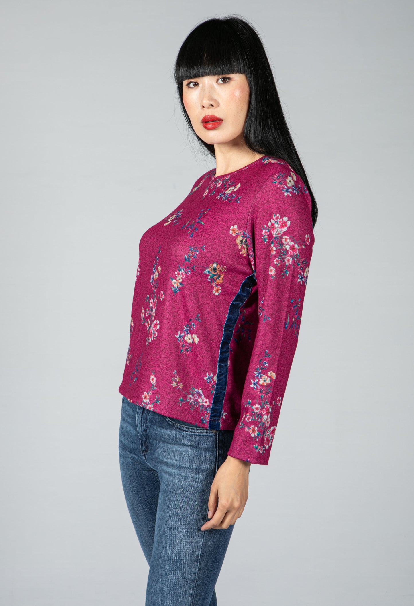 Mini Bouquet Print Top in Rosewood