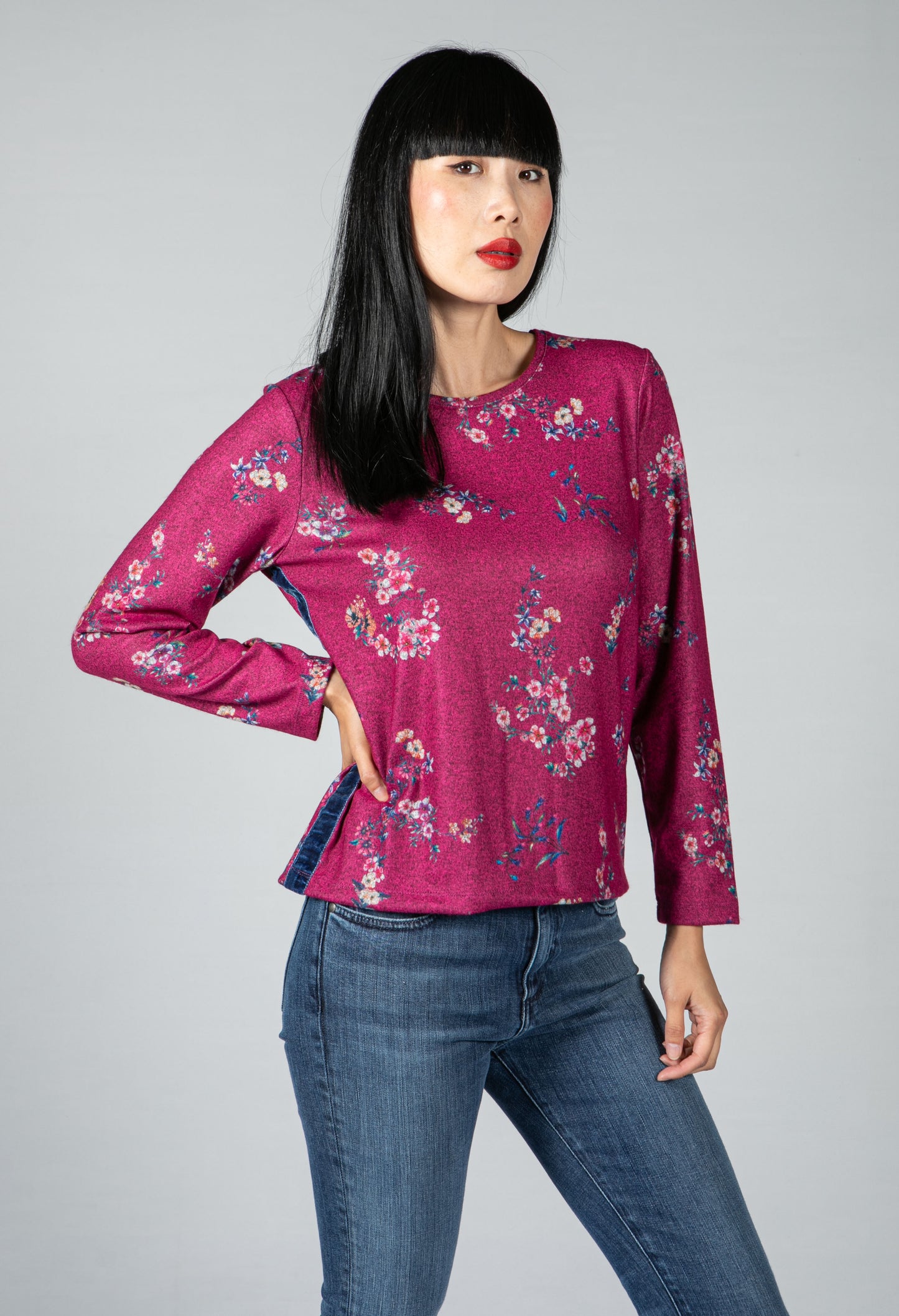 Mini Bouquet Print Top in Rosewood