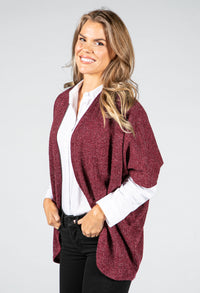 Lurex Knit Cardi in Wine