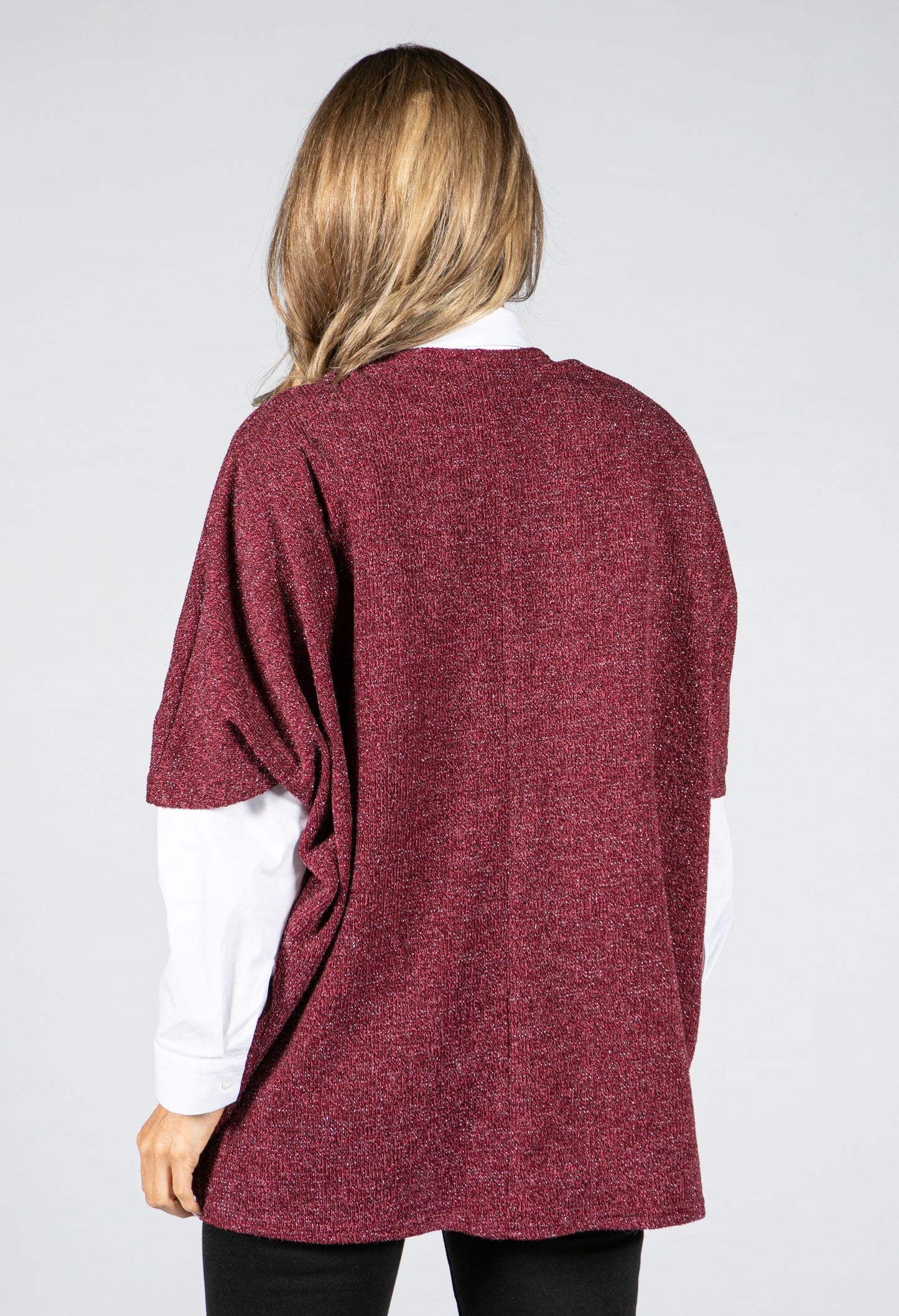 Lurex Knit Cardi in Wine