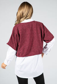 Lurex Knit Pullover in Wine