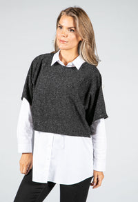 Lurex Knit Pullover in Black