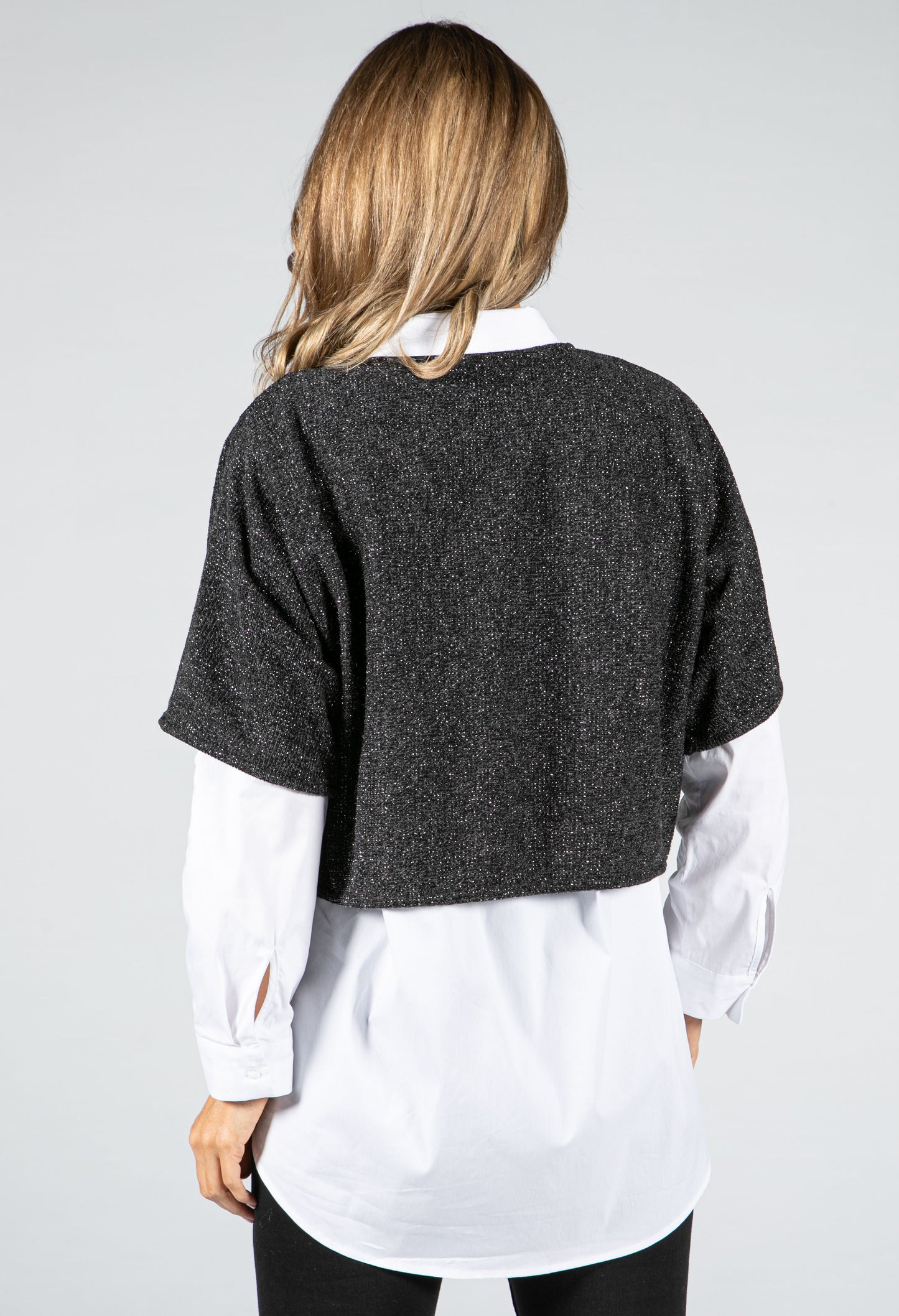 Lurex Knit Pullover in Black