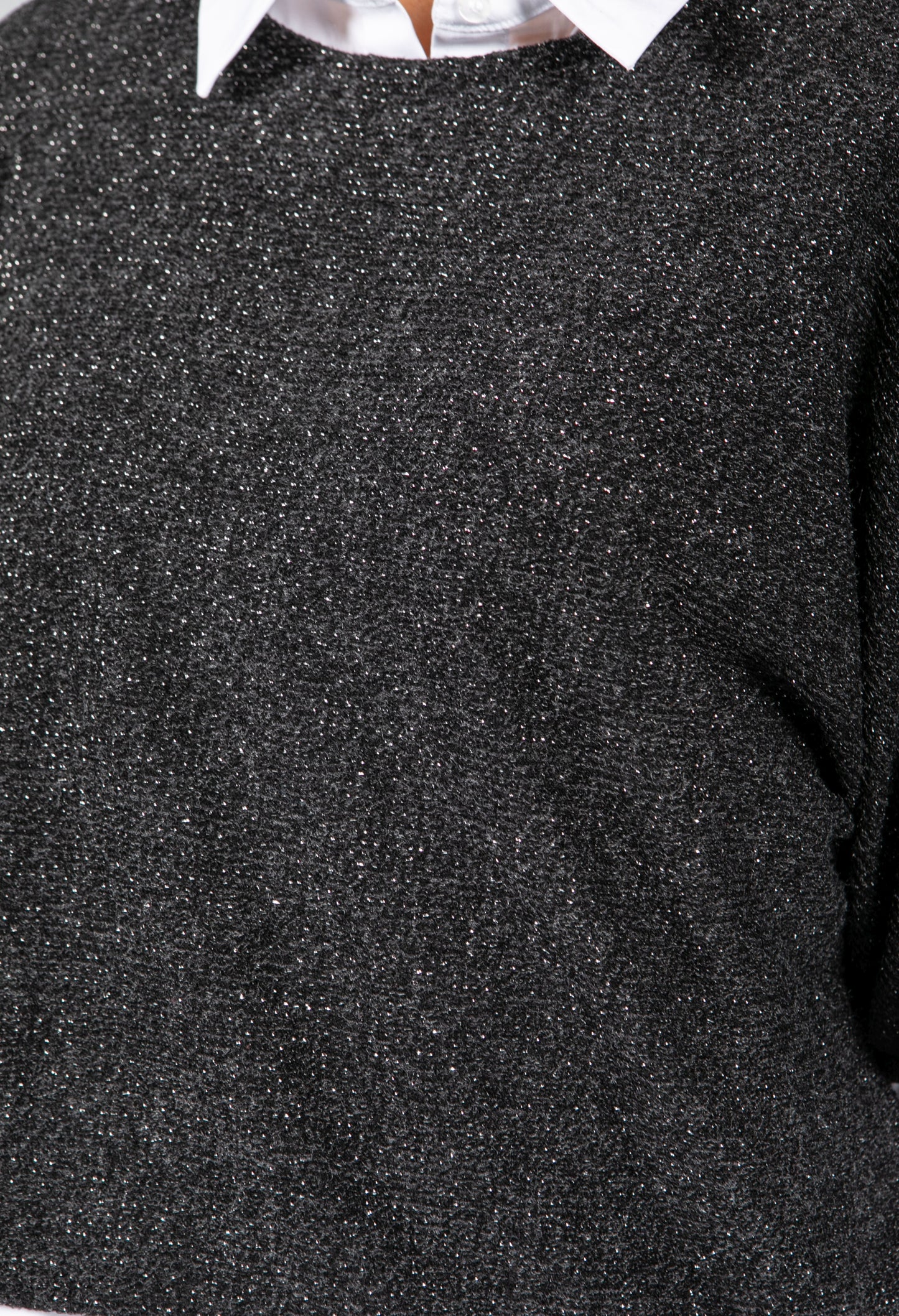 Lurex Knit Pullover in Black