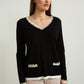 V Neck Jumper With Embellished Details