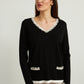 V Neck Jumper With Embellished Details