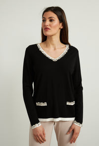 V Neck Jumper With Embellished Details