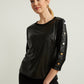 Faux Leather Top with Stud Detail