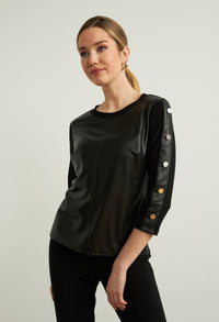 Faux Leather Top with Stud Detail