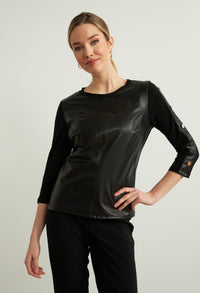 Faux Leather Top with Stud Detail