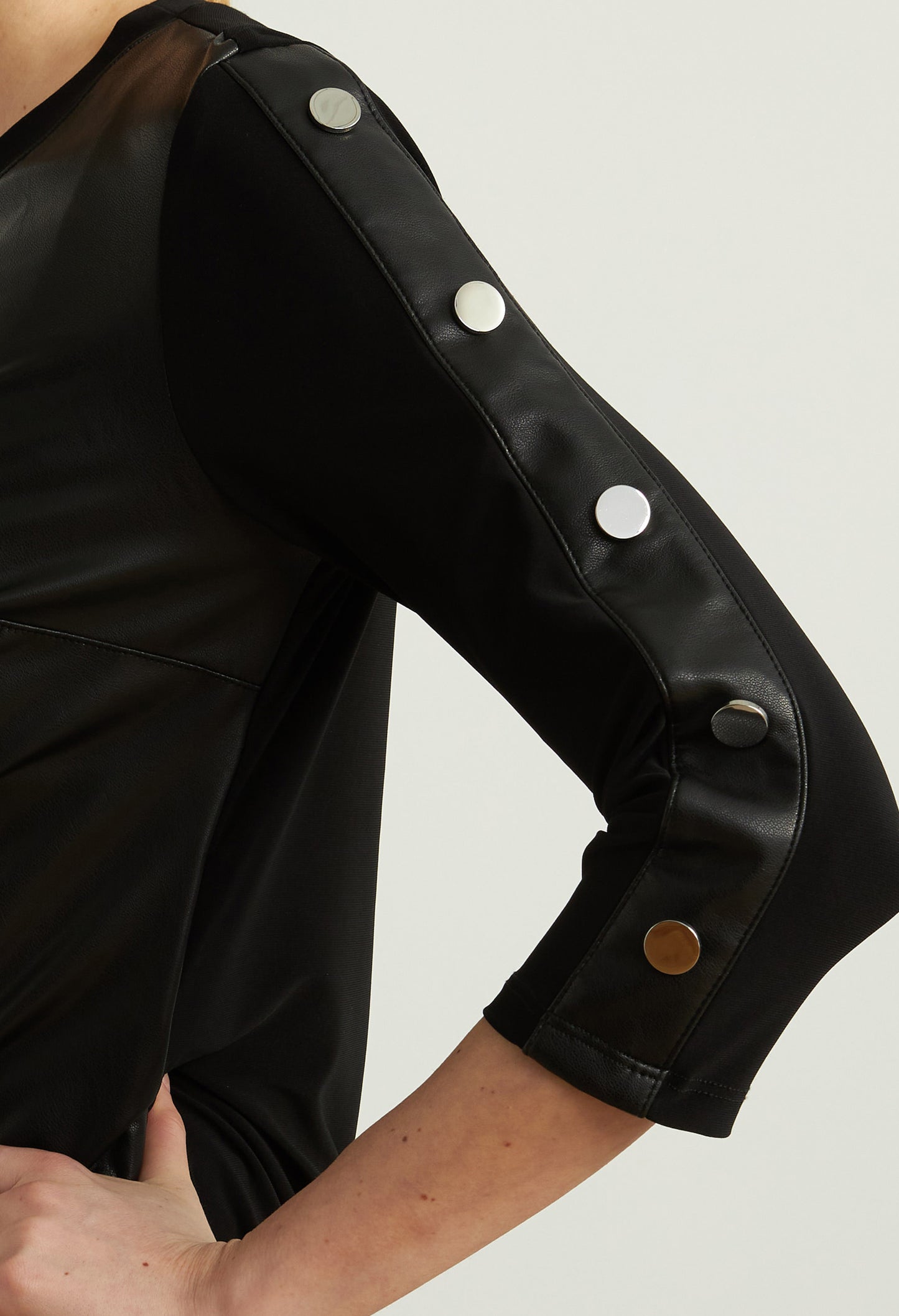 Faux Leather Top with Stud Detail