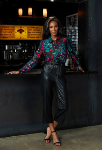 Leatherette Wide Leg Pants