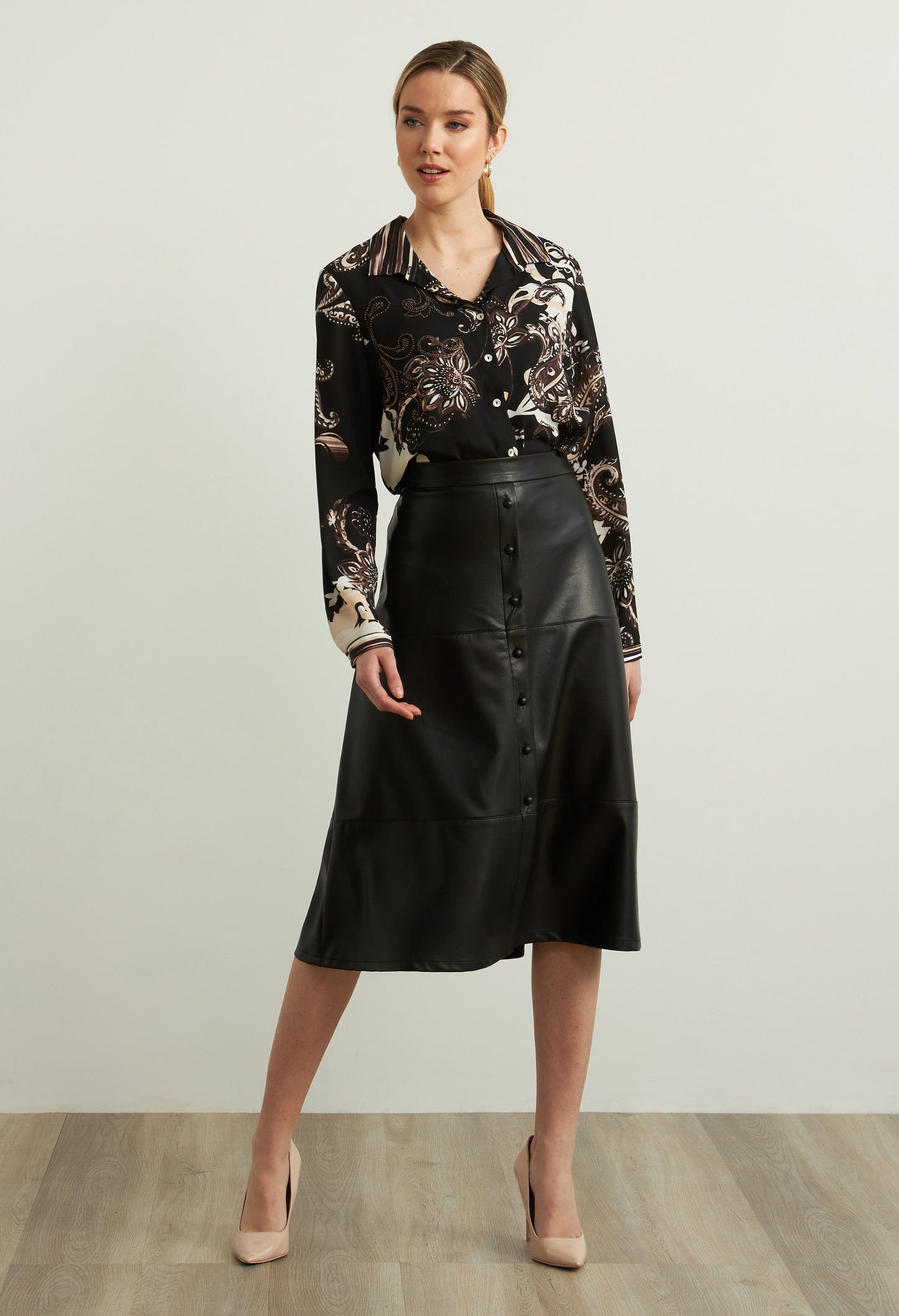 Faux Leather A-line Skirt