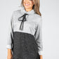 Stand-Up Collar Block Knit Jumper in Dark Grey