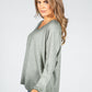 Soft V-Neck Long Sleeve Knit Top in Khaki