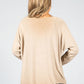 Soft V-Neck Long Sleeve Knit Top in Beige