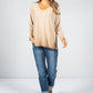 Soft V-Neck Long Sleeve Knit Top in Beige