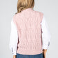 Crochet Knit Sweater Vest in Rose Pink