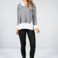 Grey Knit Jumper With Attached Off-White Under Shirt