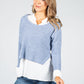 Blue Knit Jumper With Attached Off-White Under Shirt