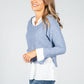 Blue Knit Jumper With Attached Off-White Under Shirt